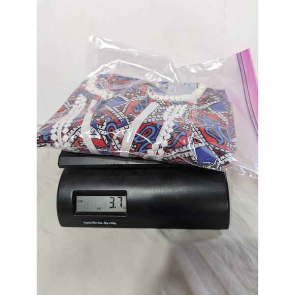 Talbots Paisley Tunic Top Womens Small 3/4 Sleeve Patriotic Red White Blue Shirt - Picture 11 of 11